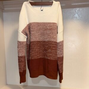 Speck Women's Striped Sweater - Cream and Brown